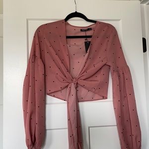 polka dot tie front top